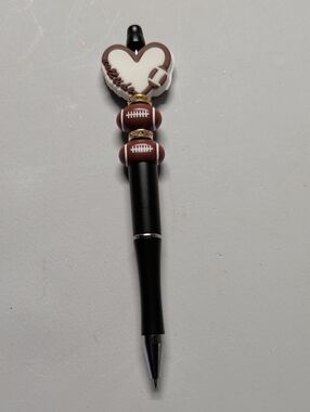 Hand Crafted Black Pen with Brown Football Accents